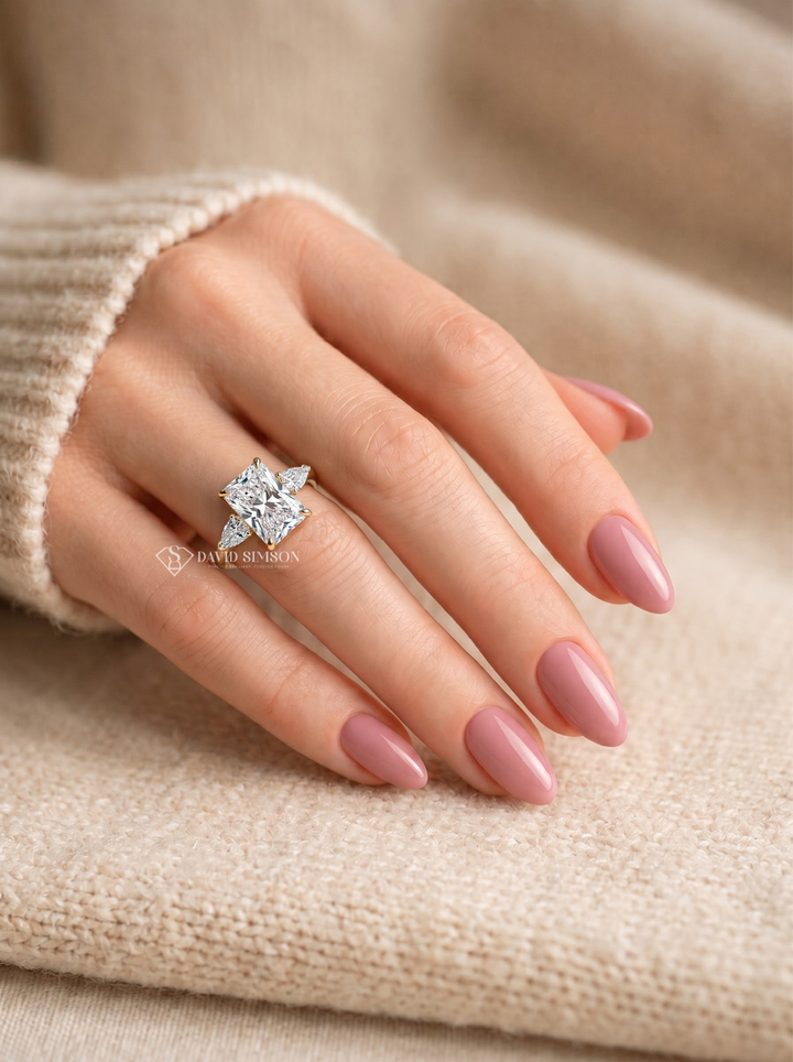 2.0CT–3.0CT Radiant Cut Three Stone Lab Grown Diamond Engagement Ring