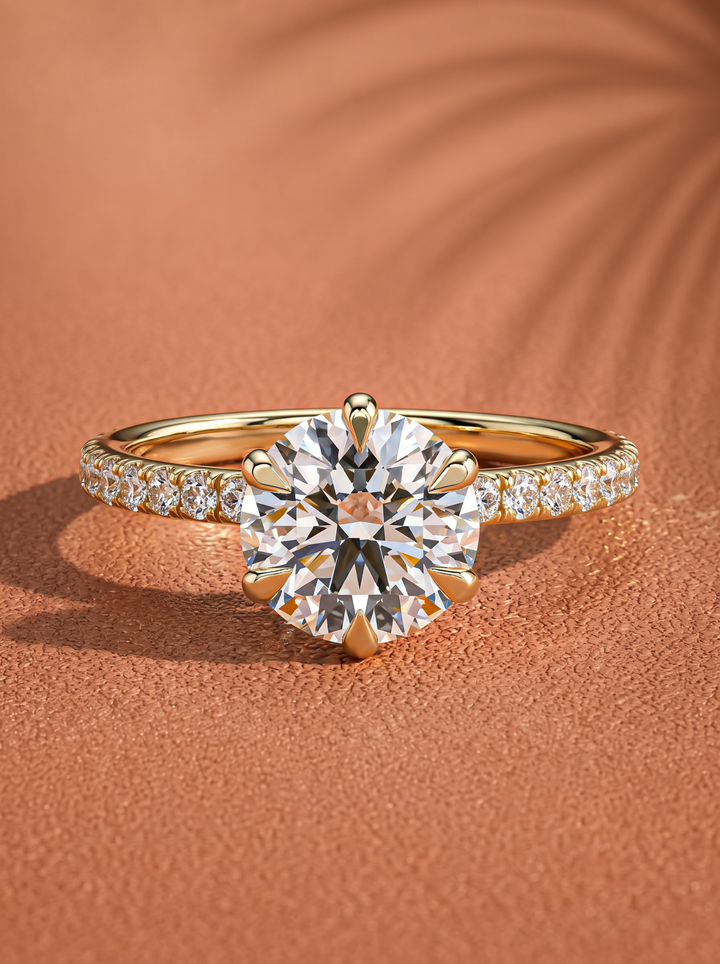 2.0CT to 3.0CT Round Lab Grown Diamond Hidden Halo Pave Engagement Ring For Her