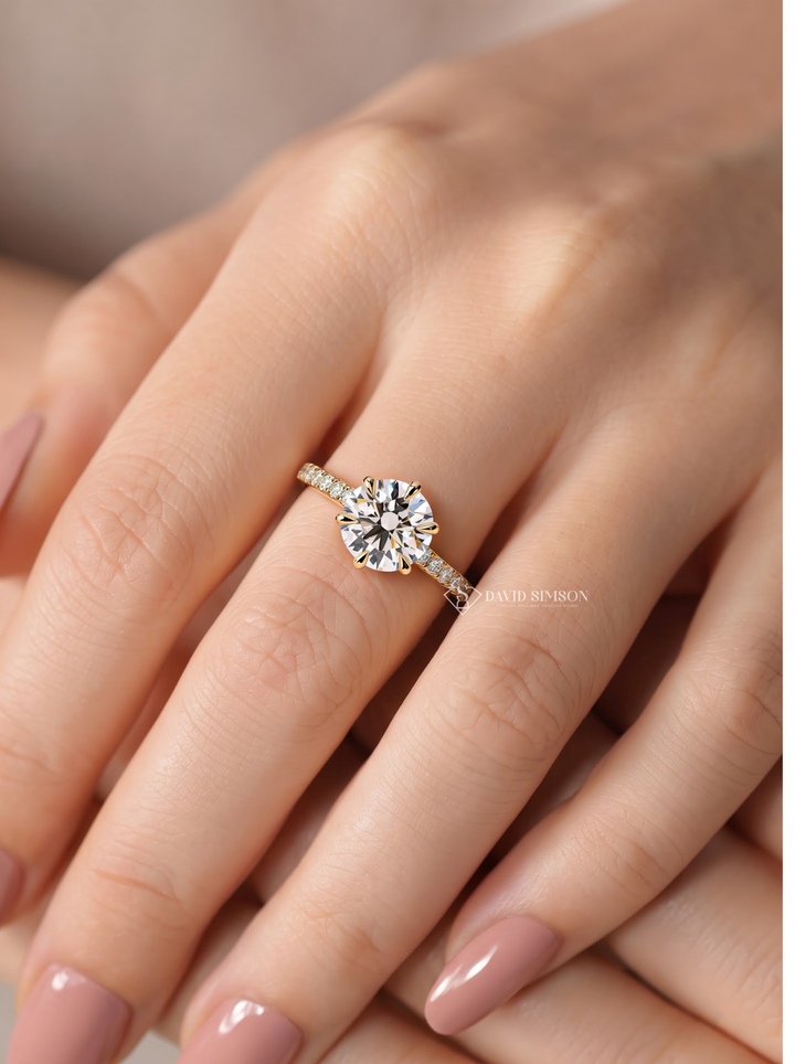 2.0CT to 3.0CT Round Lab Grown Diamond Hidden Halo Pave Engagement Ring For Her