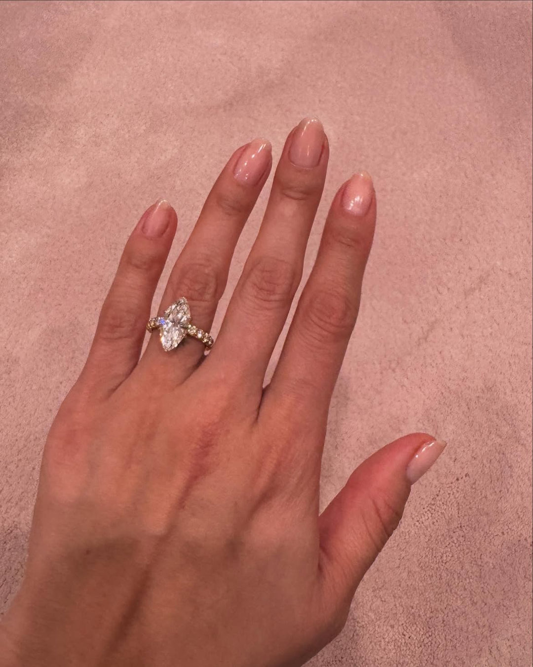 Selena Gomez Inspired Marquise Diamond Engagement Ring
