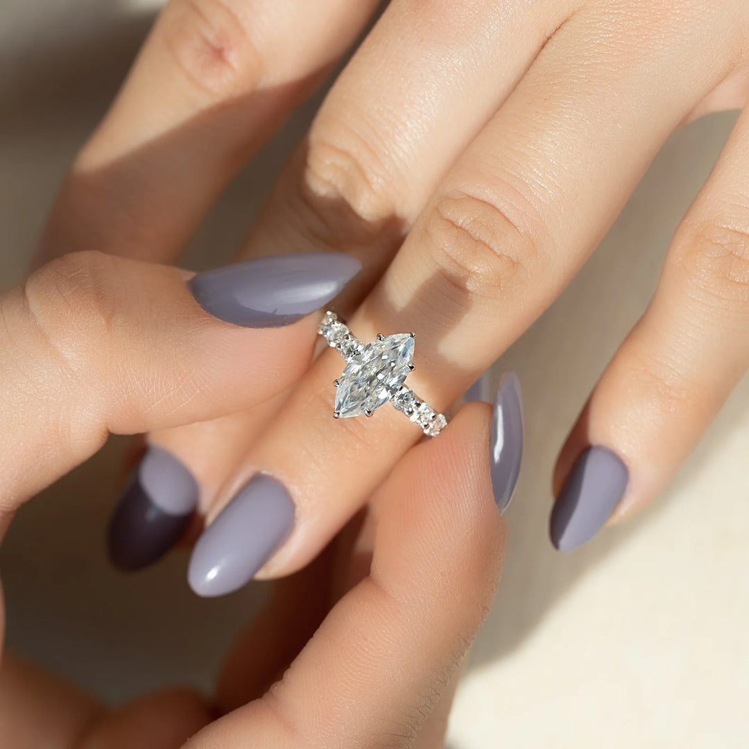Selena Gomez Inspired Marquise Diamond Engagement Ring