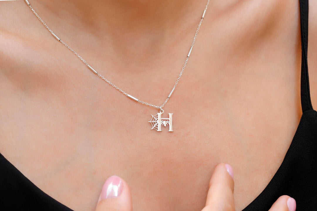 Personalized Initial Pendant Halloween Gift For Woman