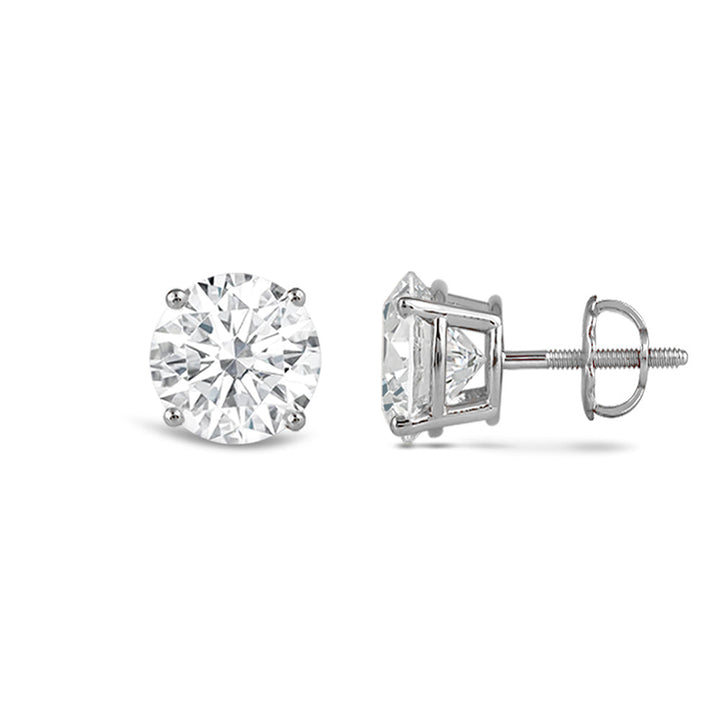 2.0CT Round Cut Moissanite Diamond Stud Earrings for Women