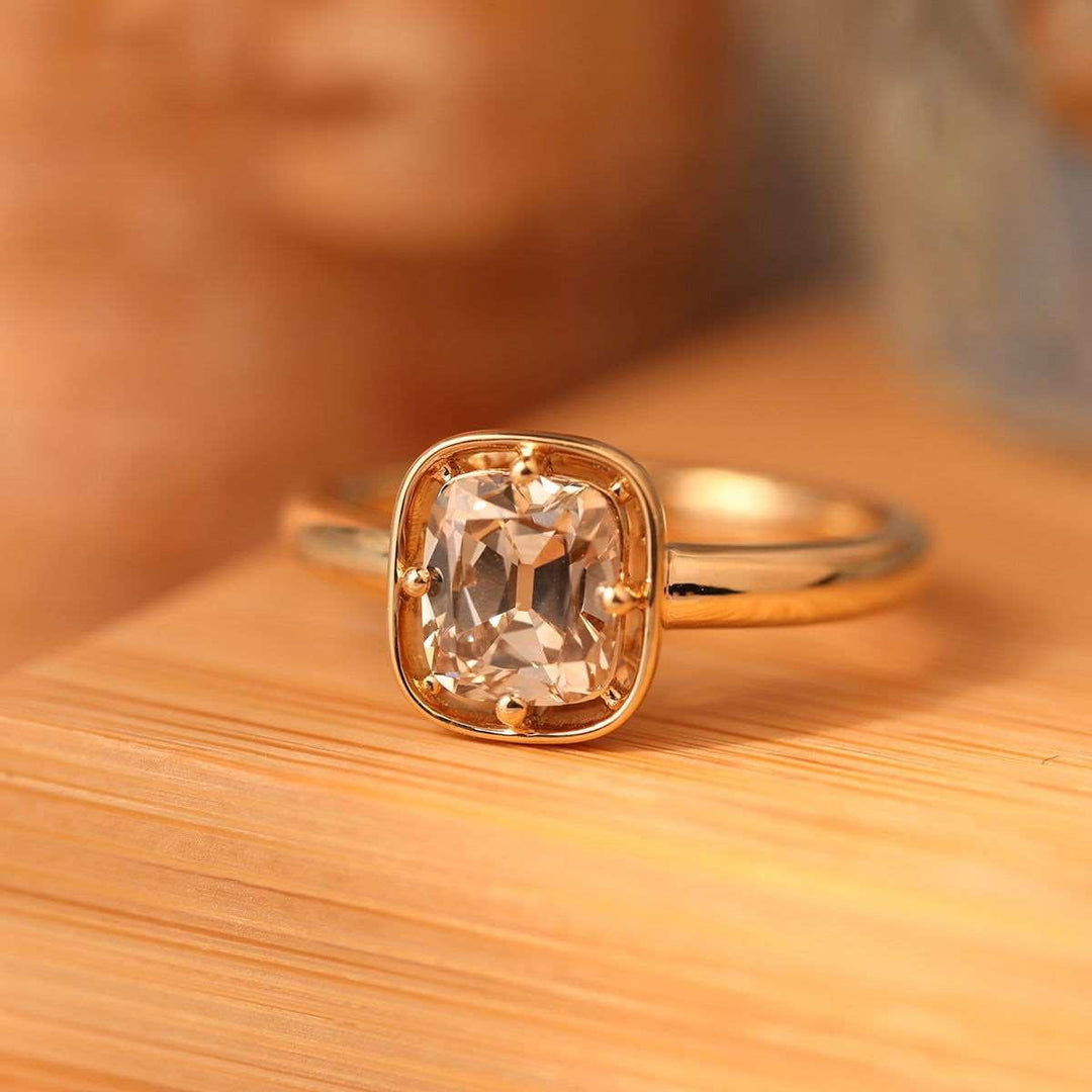 unique solitaire cushion ring

