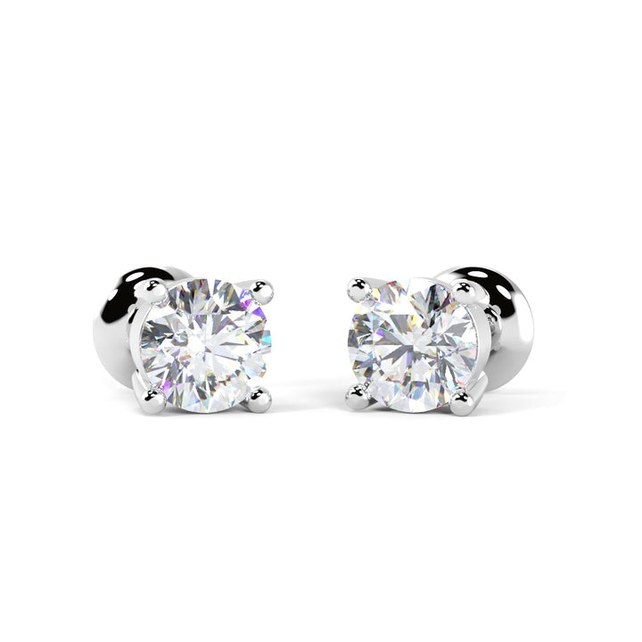 Round Cut Moissanite Diamond Stud Earrings in White Gold