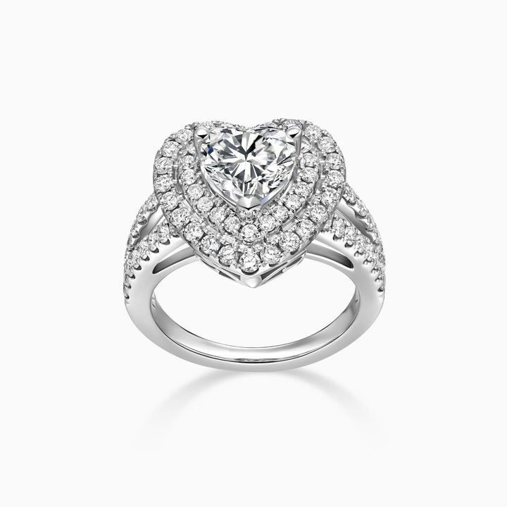 1.0CT Heart Cut Double Halo Moissanite Diamond Engagement Ring