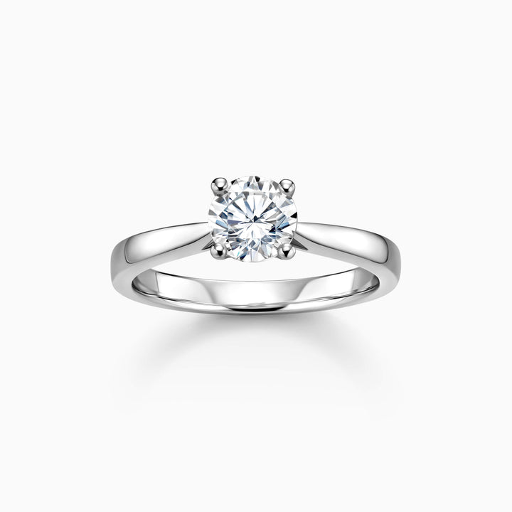 1.0CT Round Cut Solitaire Diamond Moissanite Engagement Ring