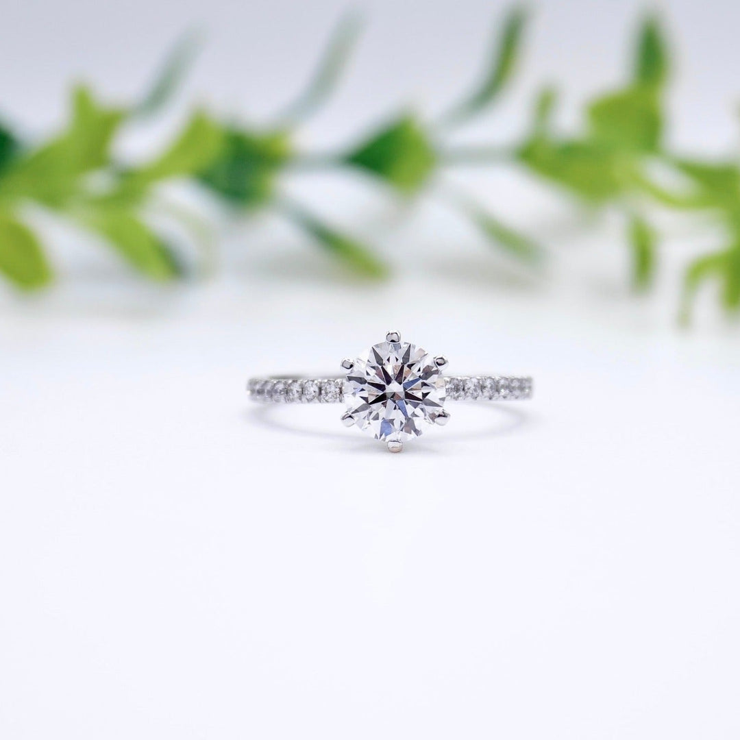 1.50CT Round Cut Moissanite Pave Diamond Engagement Ring