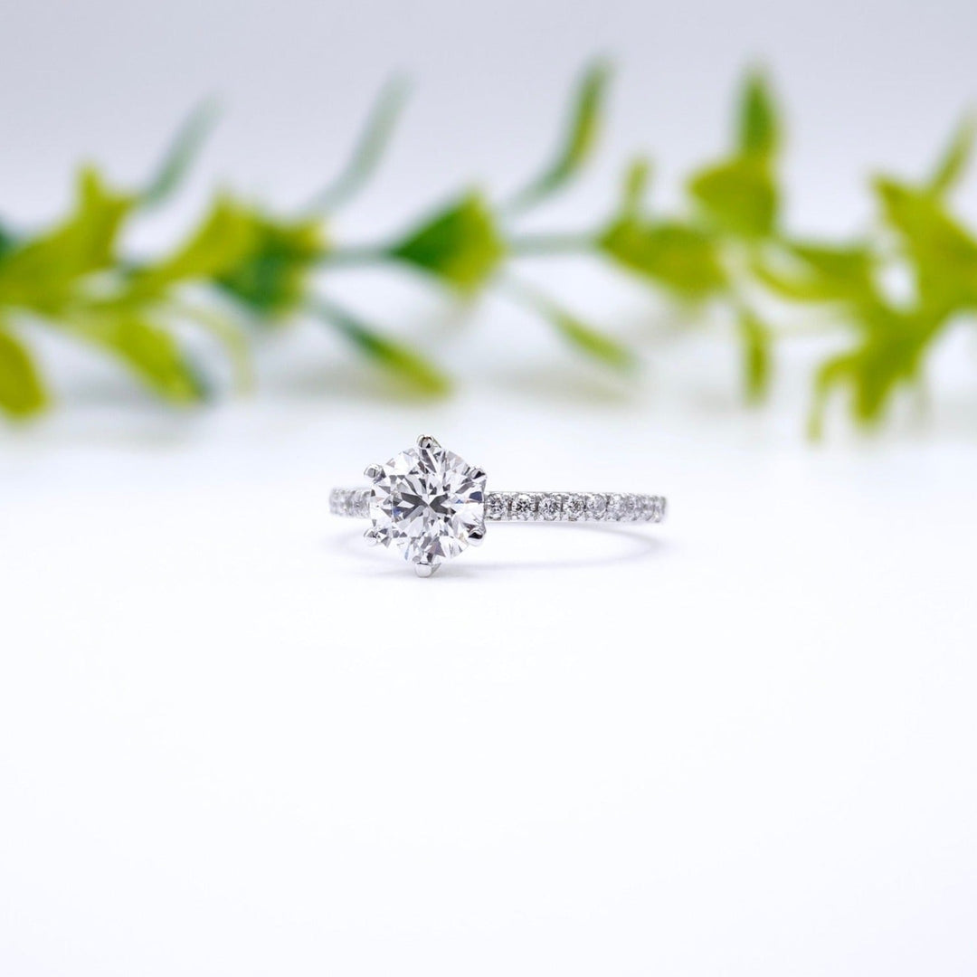 1.50CT Round Cut Moissanite Pave Diamond Engagement Ring