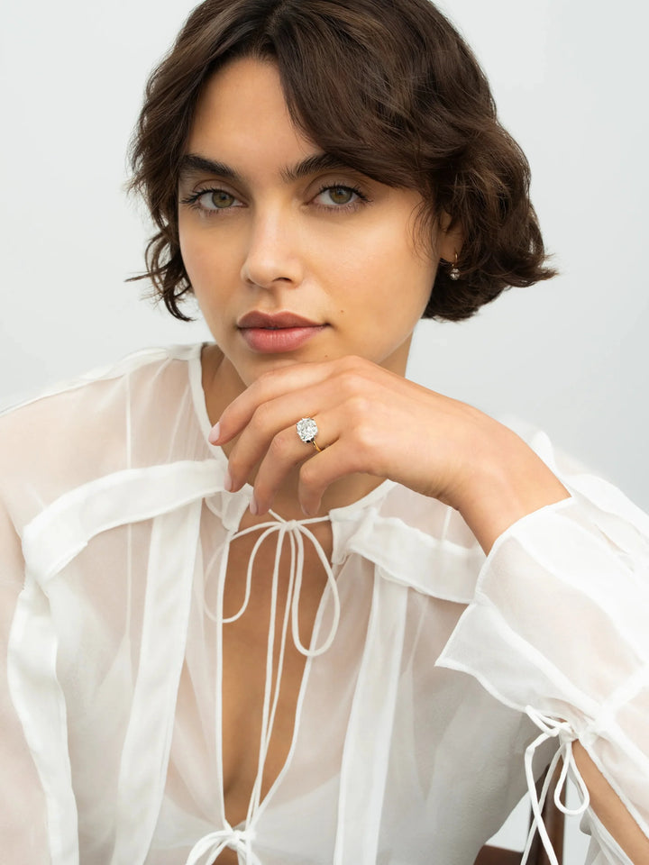 Zendaya Inspired East-West Cushion Diamond Engagement Ring