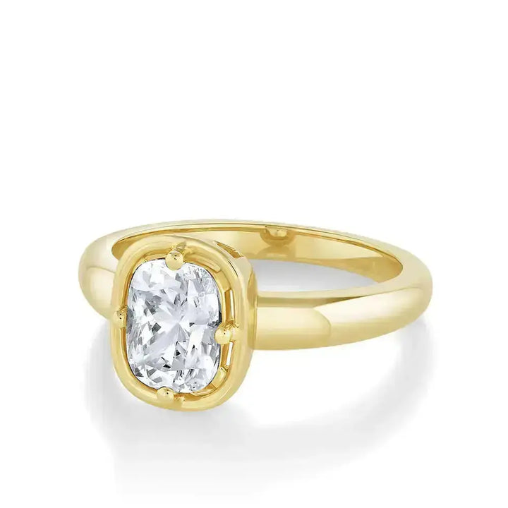 Side profile of Zoe Kravitz inspired cushion cut engagement ring