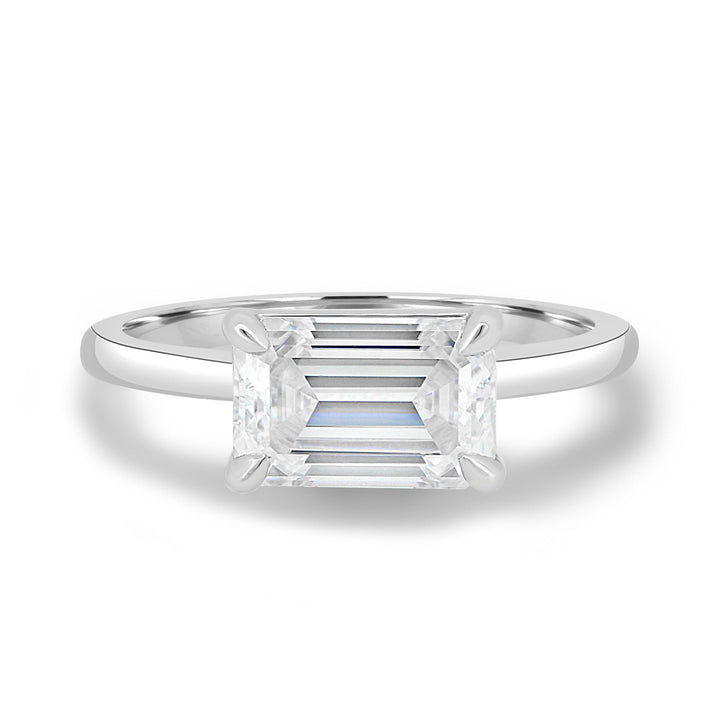 1.60CT Emerald Cut East West Moissanite Engagement Ring