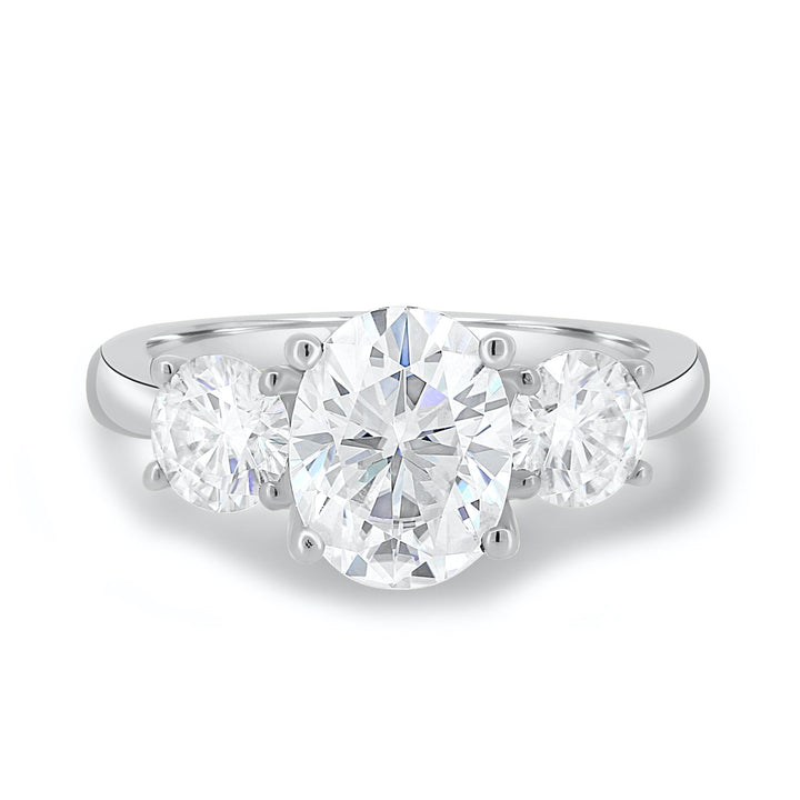 1.91CT Oval Cut Three Stone Moissanite Engagement Ring