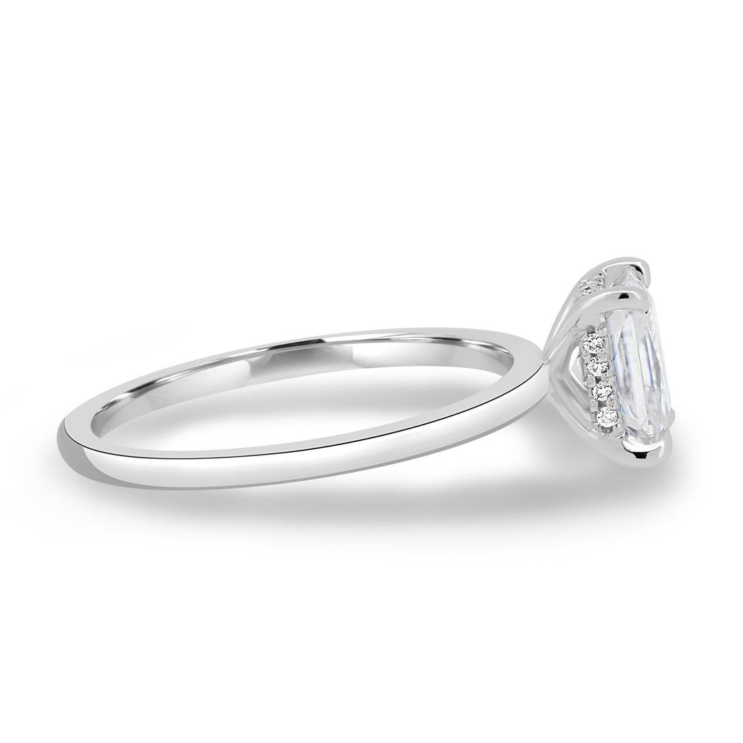 1.67ct  Radiant Cut Moissanite Solitaire Engagement Ring in 18K White Gold