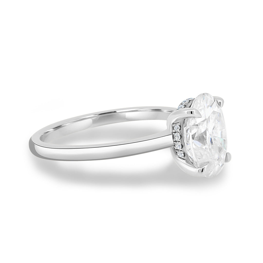 2.05CT Oval Cut Hidden Halo Moissanite Engagement Ring
