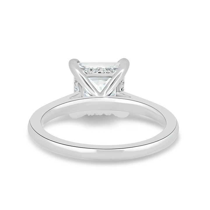 1.90CT Princess Cut Hidden Halo Moissanite Engagement Ring in 14K White Gold