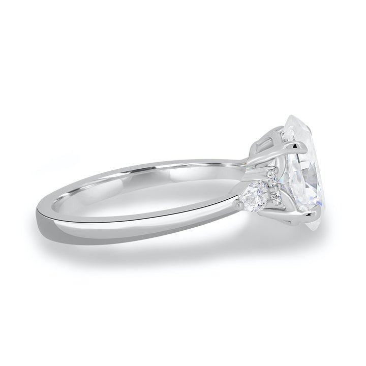 2.05CT Oval Cut Three Stone Moissanite Engagement Ring in 14K White Gold