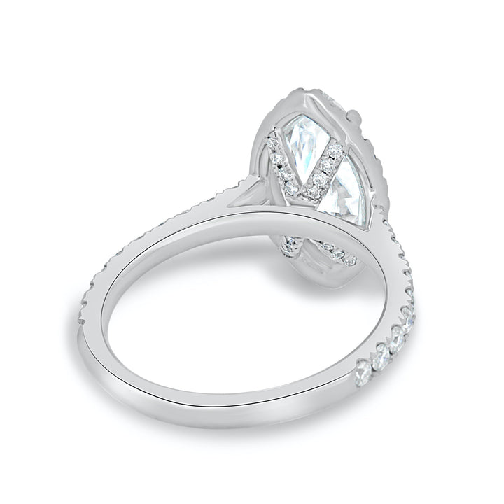 1.60CT Marquise Cut Halo Moissanite Engagement Ring in 14K White Gold
