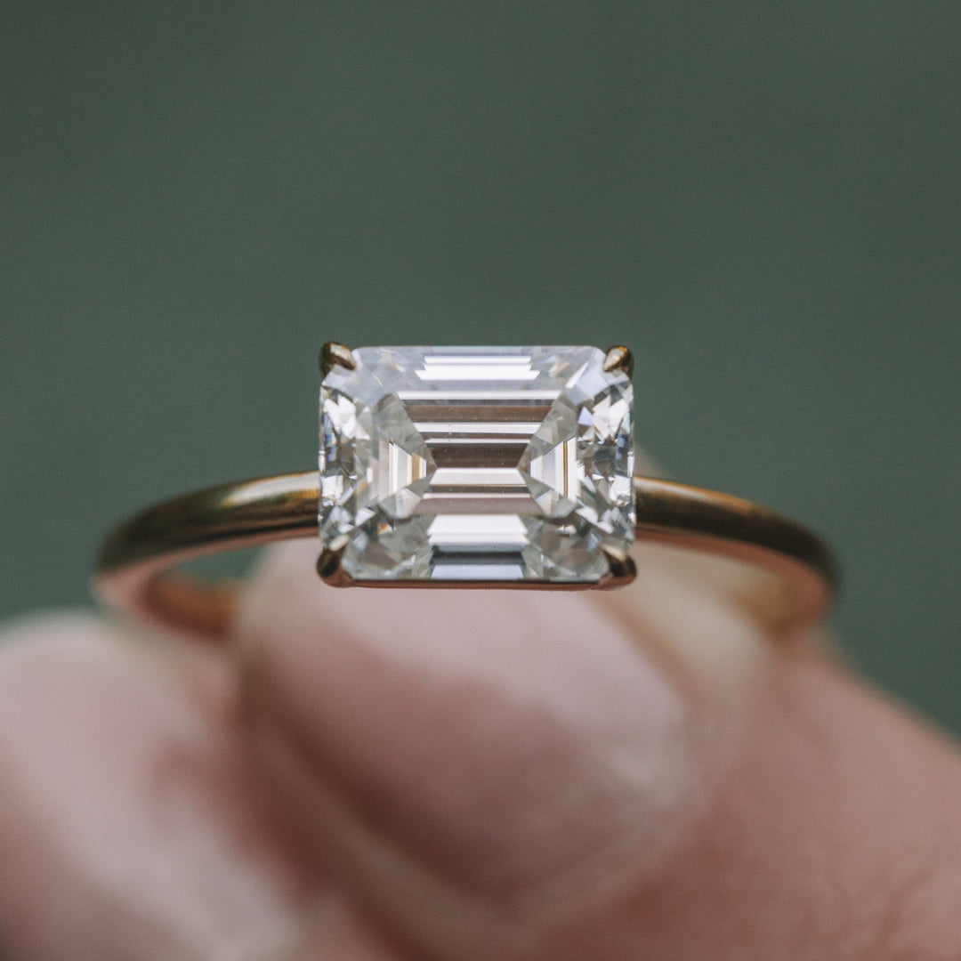 1.60CT-3CT Emerald Cut East West Moissanite Engagement Ring