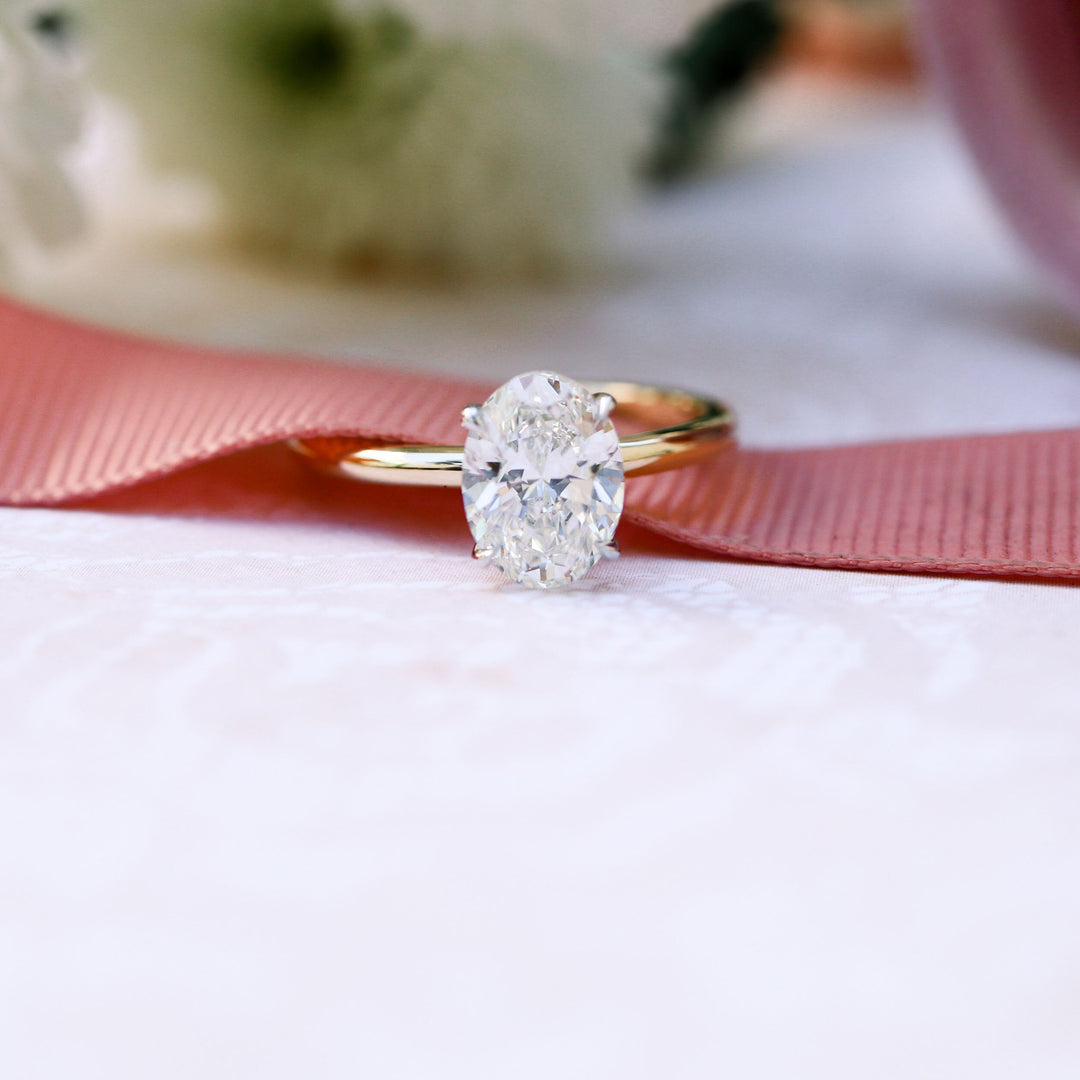 2.0ct Oval Cut Solitaire Diamond 14K Gold Engagement Ring