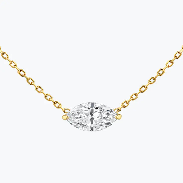 Marquise Cut Solitaire Moissanite Diamond Necklace
