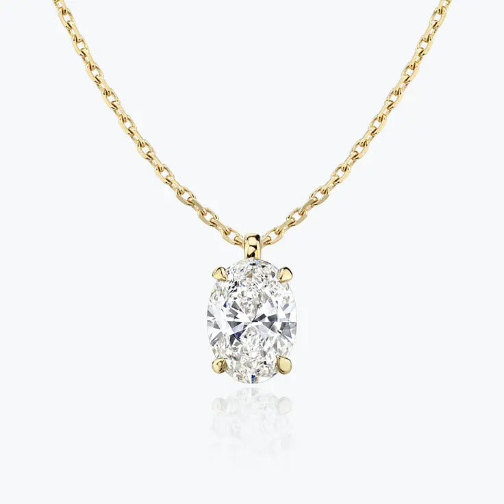 0.25-1.0ct Oval Cut Solitaire Moissanite Diamond Necklace