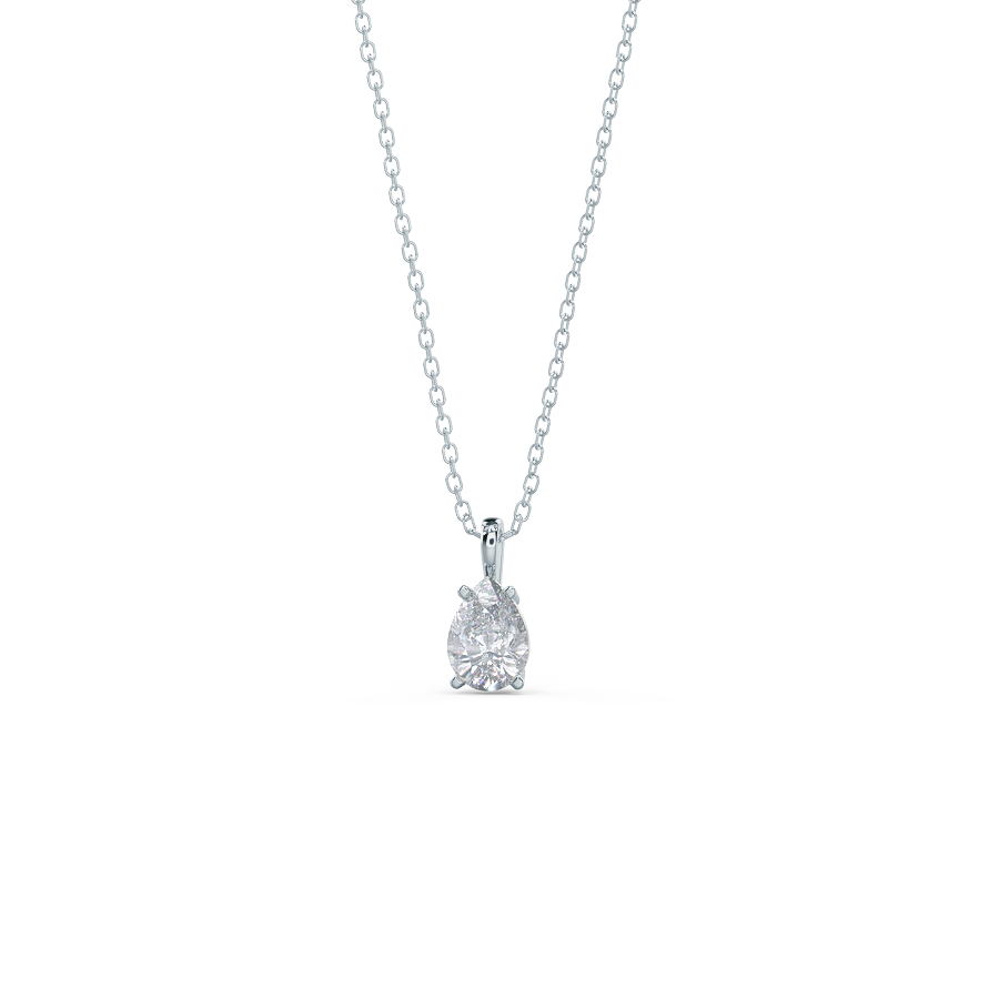 Classic Pear Moissanite Solitaire Pendent Necklace in Solid Gold