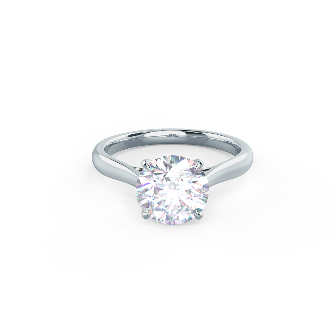 2.0ct Round Cut Moissanite Diamond Cathedral Solitare Engagement Ring