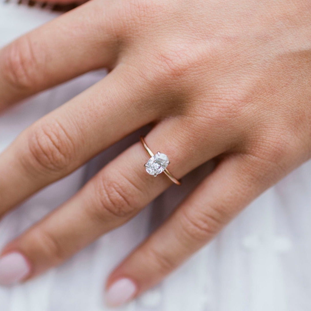 Oval Hidden Halo Prong Moissanite Engagement Ring – DAVID