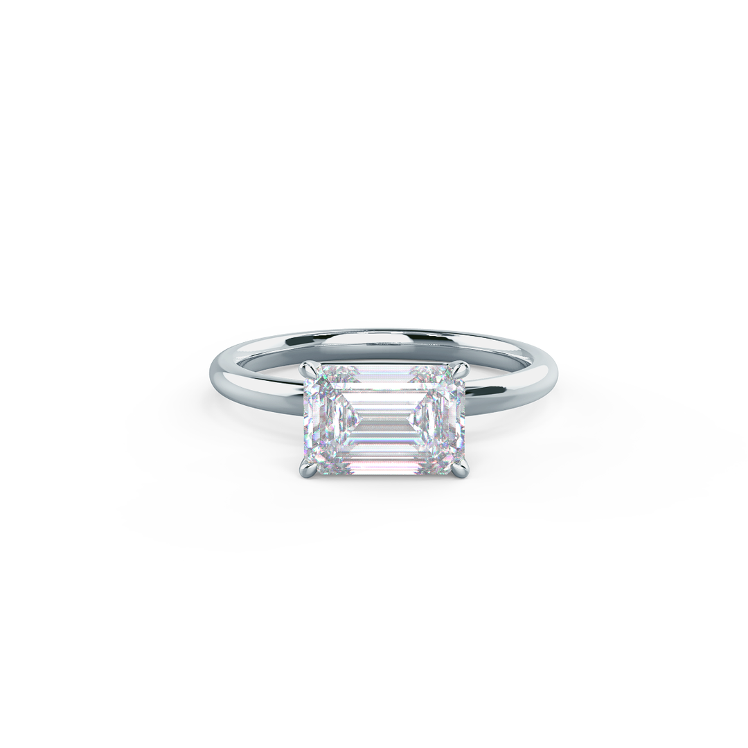 1.75ct Emerald Cut East-West Moissanite Diamond Engagement Ring