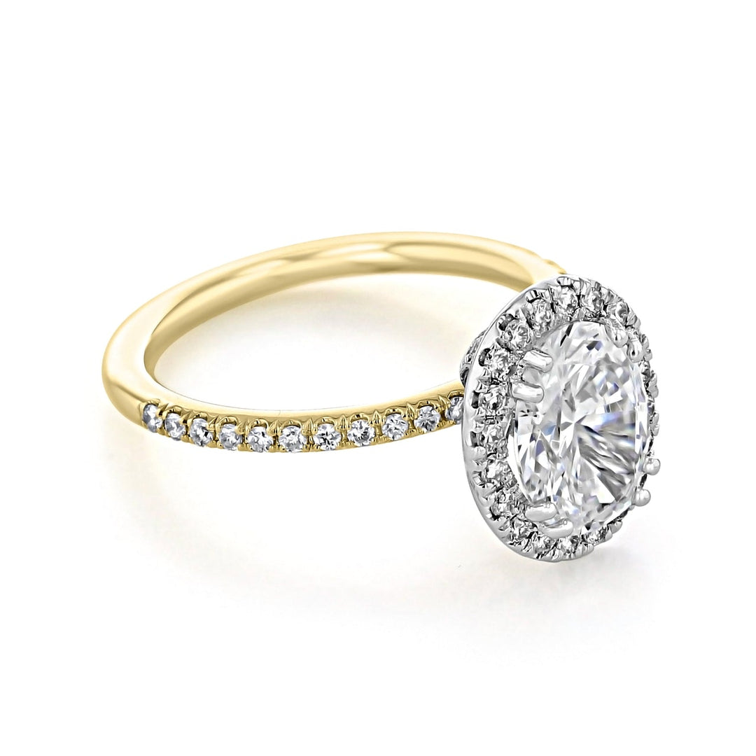 1.93CT Oval Cut Halo Moissanite Engagement Ring in 18K Yellow Gold