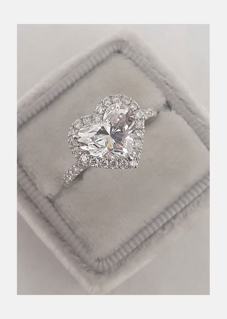 2.0ct Heart Shape Moissanite Halo Engagement Ring