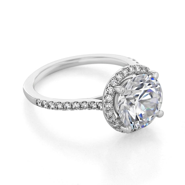 3.50ct Round Halo Micro-Prong Moissanite Engagement Ring