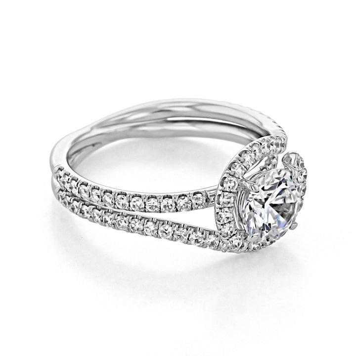 1.28CT Round Cut Halo 4 Prong Moissanite Solitaire Engagement Ring
