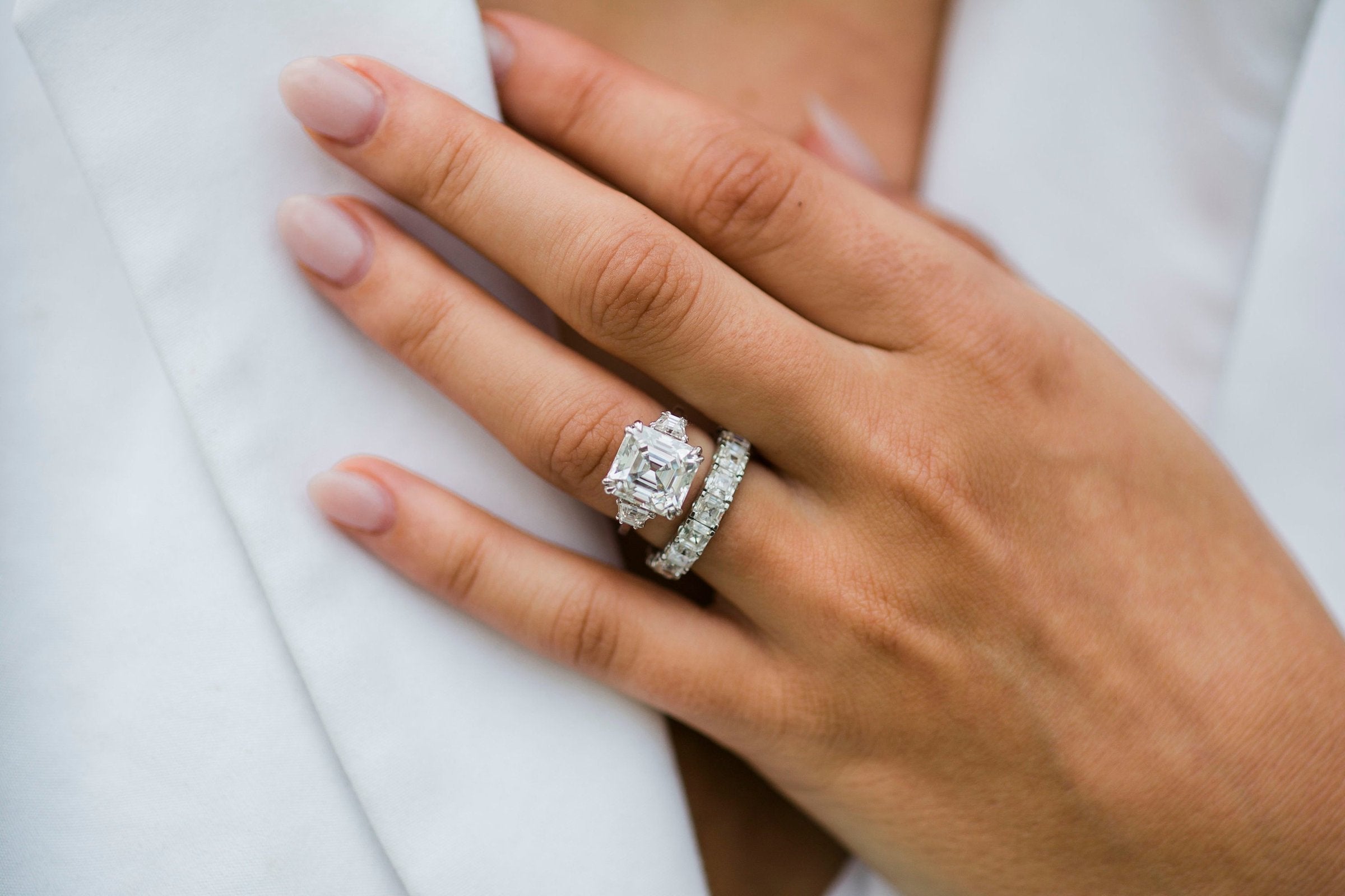 Moissanite asscher deals cut engagement rings