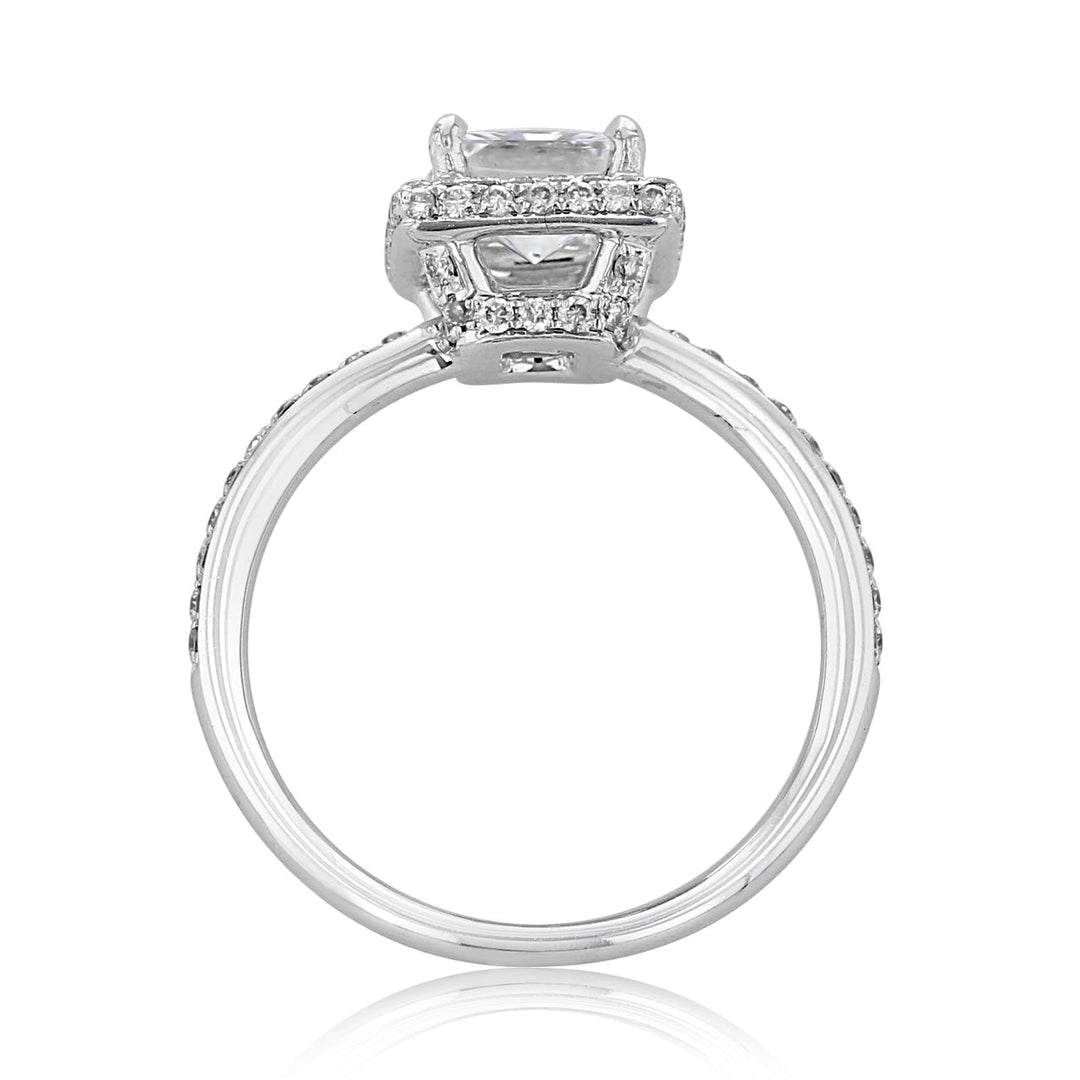 1.5ct Princess Cut Moissanite Halo Engagement Ring