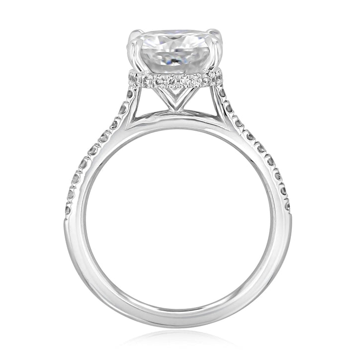 2.8CT Cushion Hidden Halo Moissanite Engagement Ring