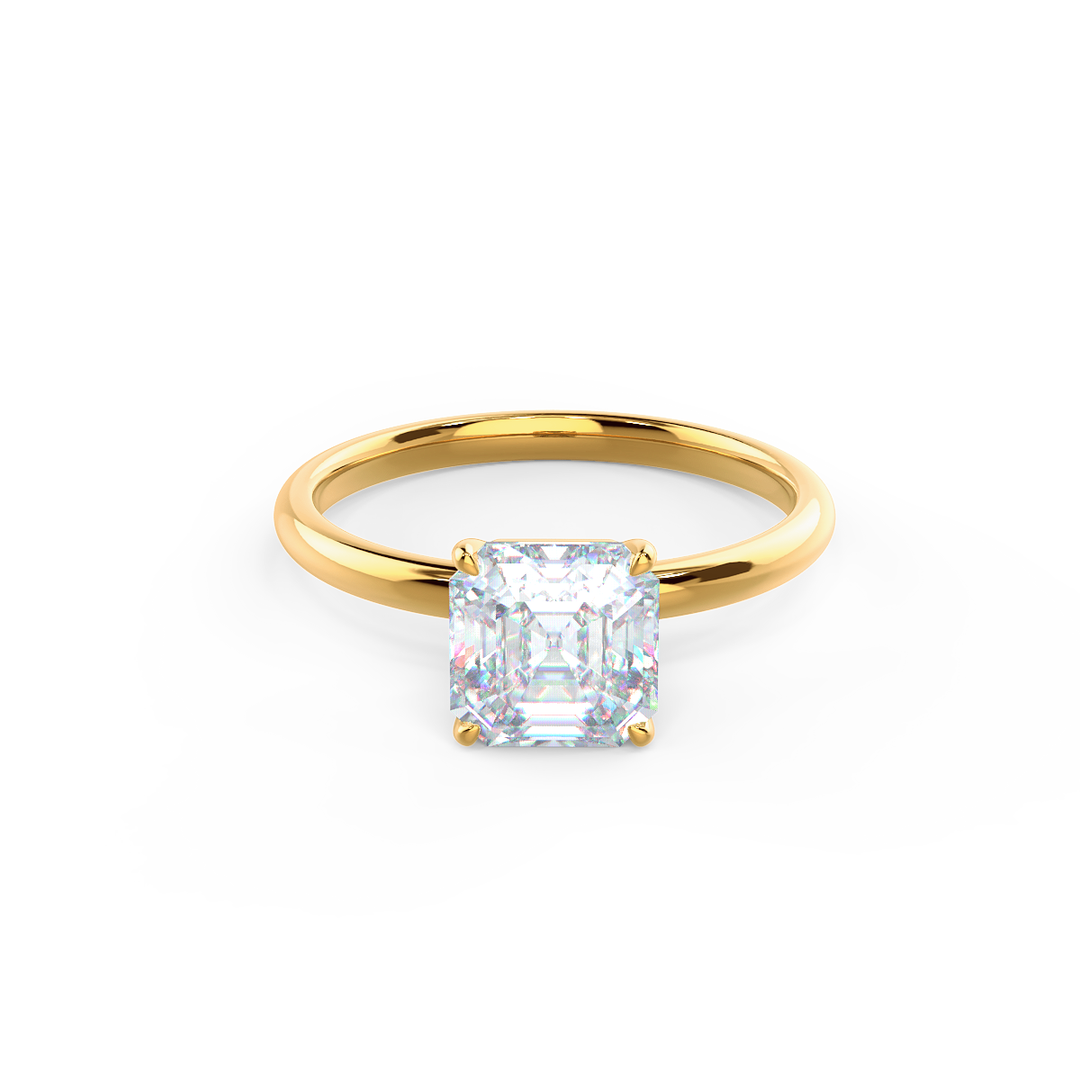 2.0ct Asscher Cut Moissanite Diamond Petite Solitare Engagement Ring