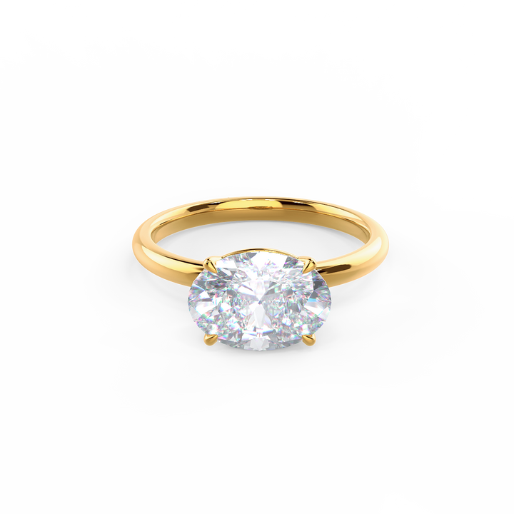 2.0ct Oval Cut East-West Moissanite Diamond Engagement Ring