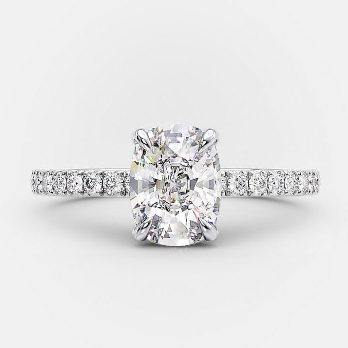 1.70ct Oval Cut Moissanite Hidden Halo Engagement Ring