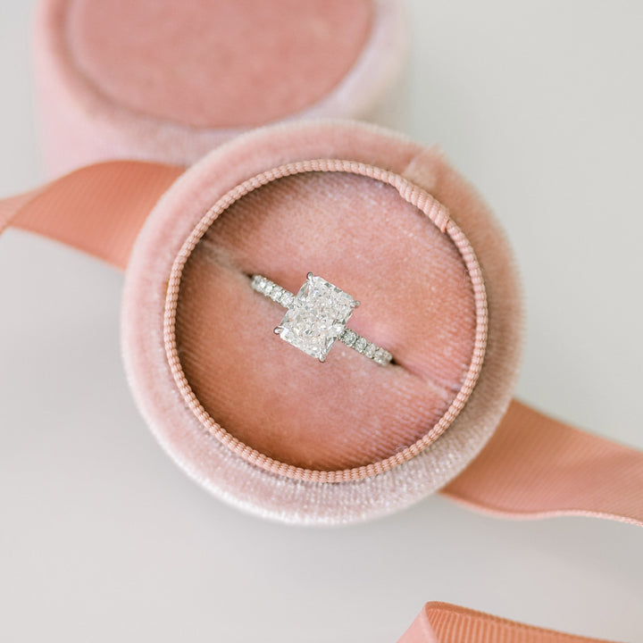 3.0CT Radiant Cut Moissanite Petite Pave Diamond Engagement Ring