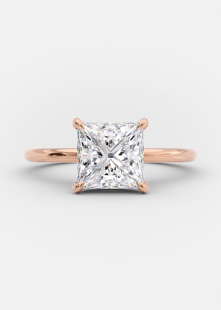 2.13ct Princess Cut Diamond 14K Rose Gold Engagement Ring