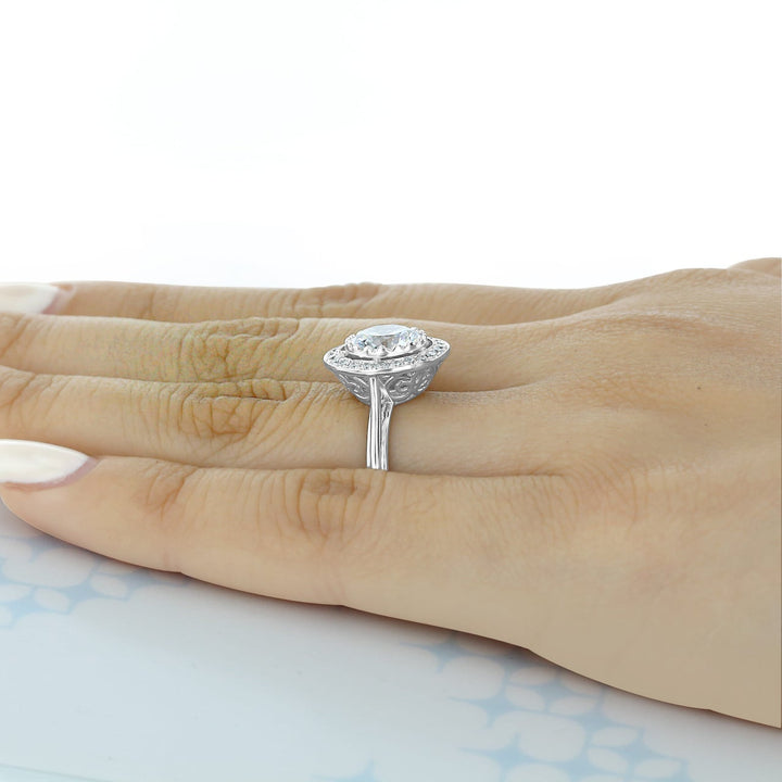 2.0ct Round Brilliant Cut Moissanite Unique Engagement Ring