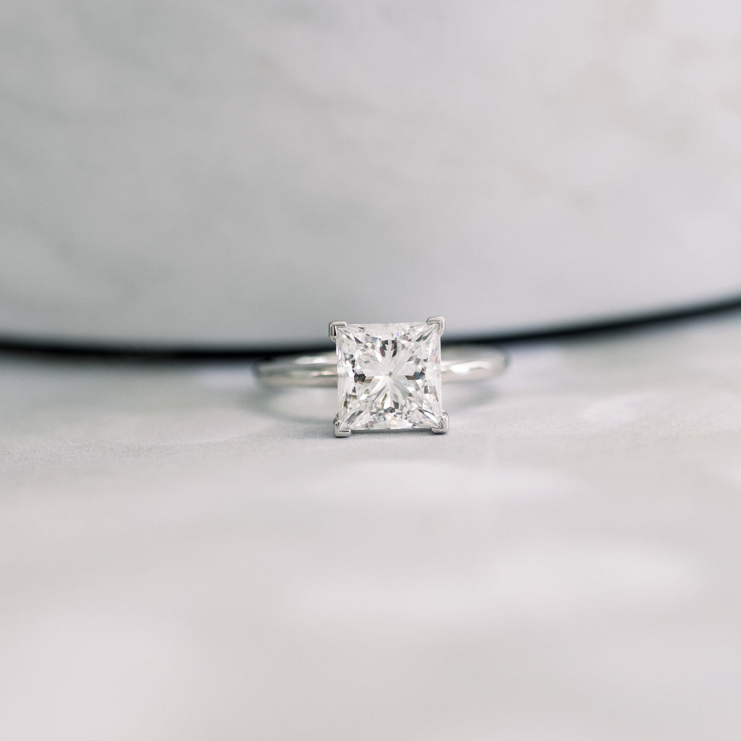 1.75ct Princess Cut Moissanite Diamond Petite Solitare Engagement Ring