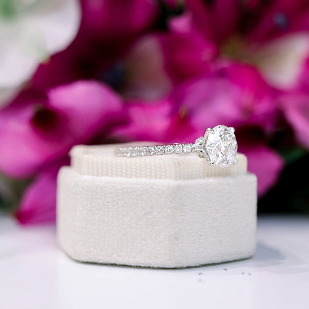 2.25CT Round Brilliant Cut Moissanite Collar Pave Diamond Engagement Ring