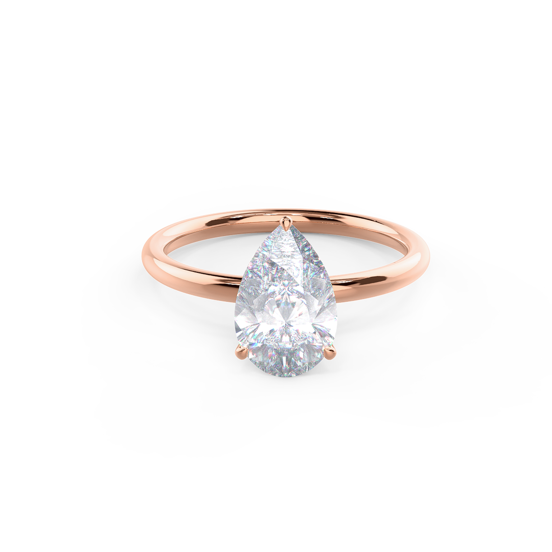 2.0ct Pear Cut Moissanite Diamond Petite Solitare Engagement Ring