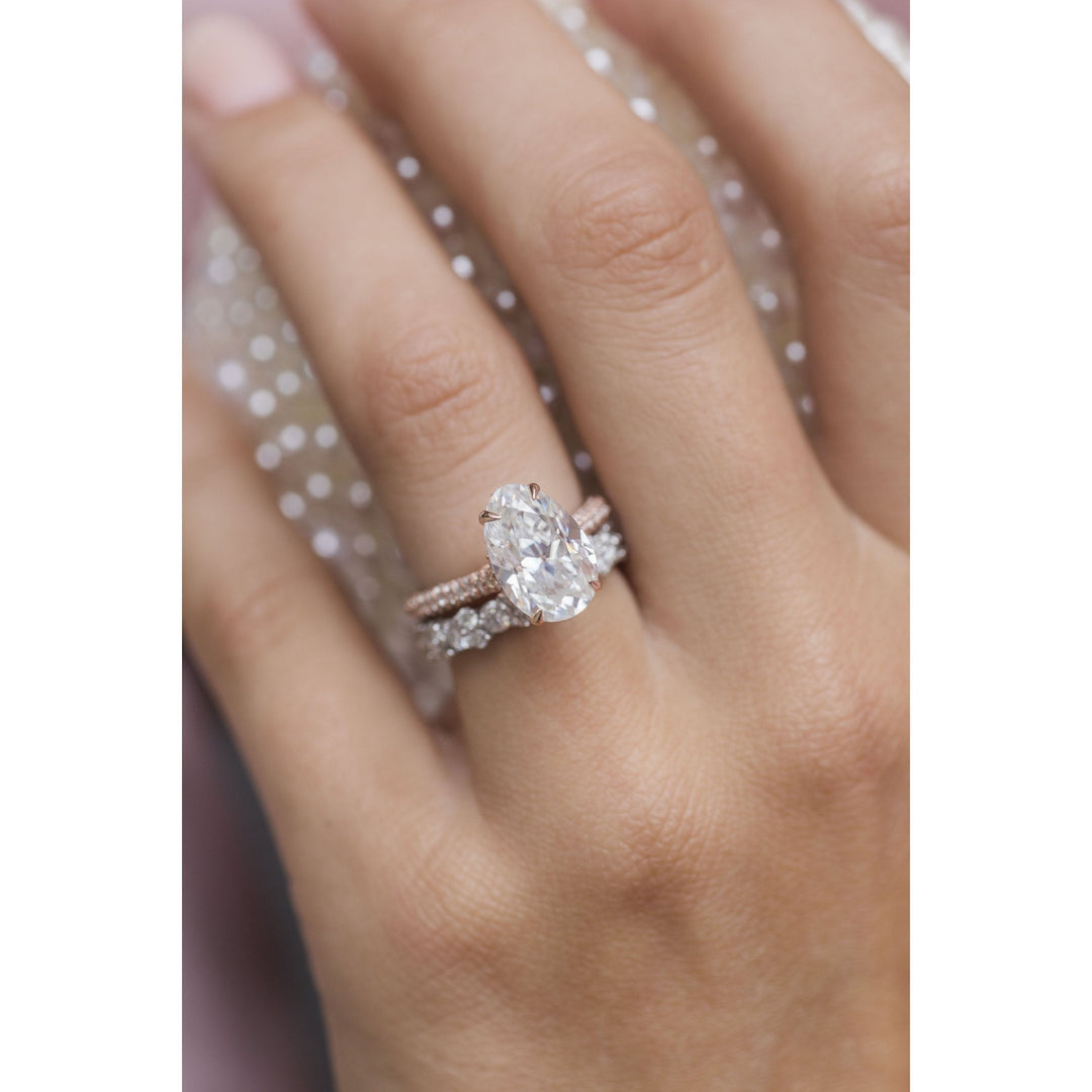 3.20CT Oval Cut Pave Moissanite Diamond Engagement Ring