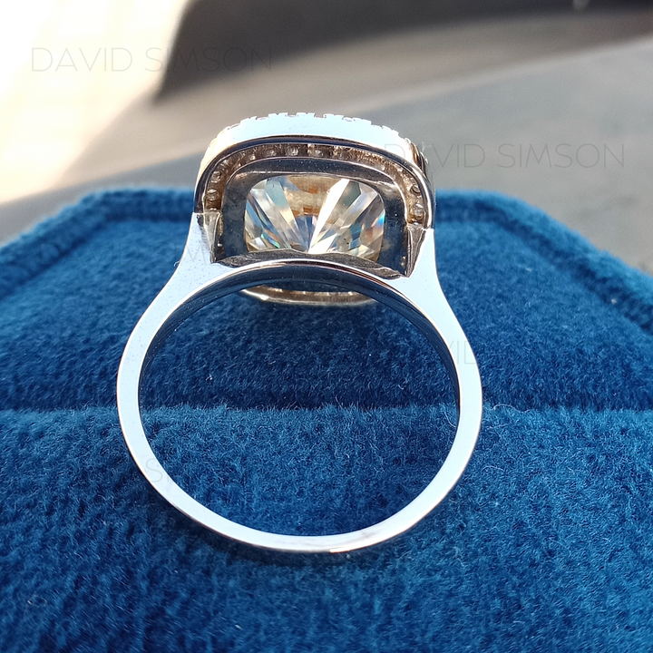 2.50CT Cushion Cut Diamond Moissanite Halo Engagement Ring