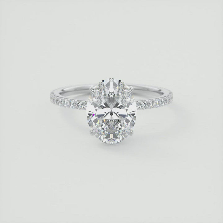 2CT Oval Cut Moissanite Engagement Ring with Pave Setting