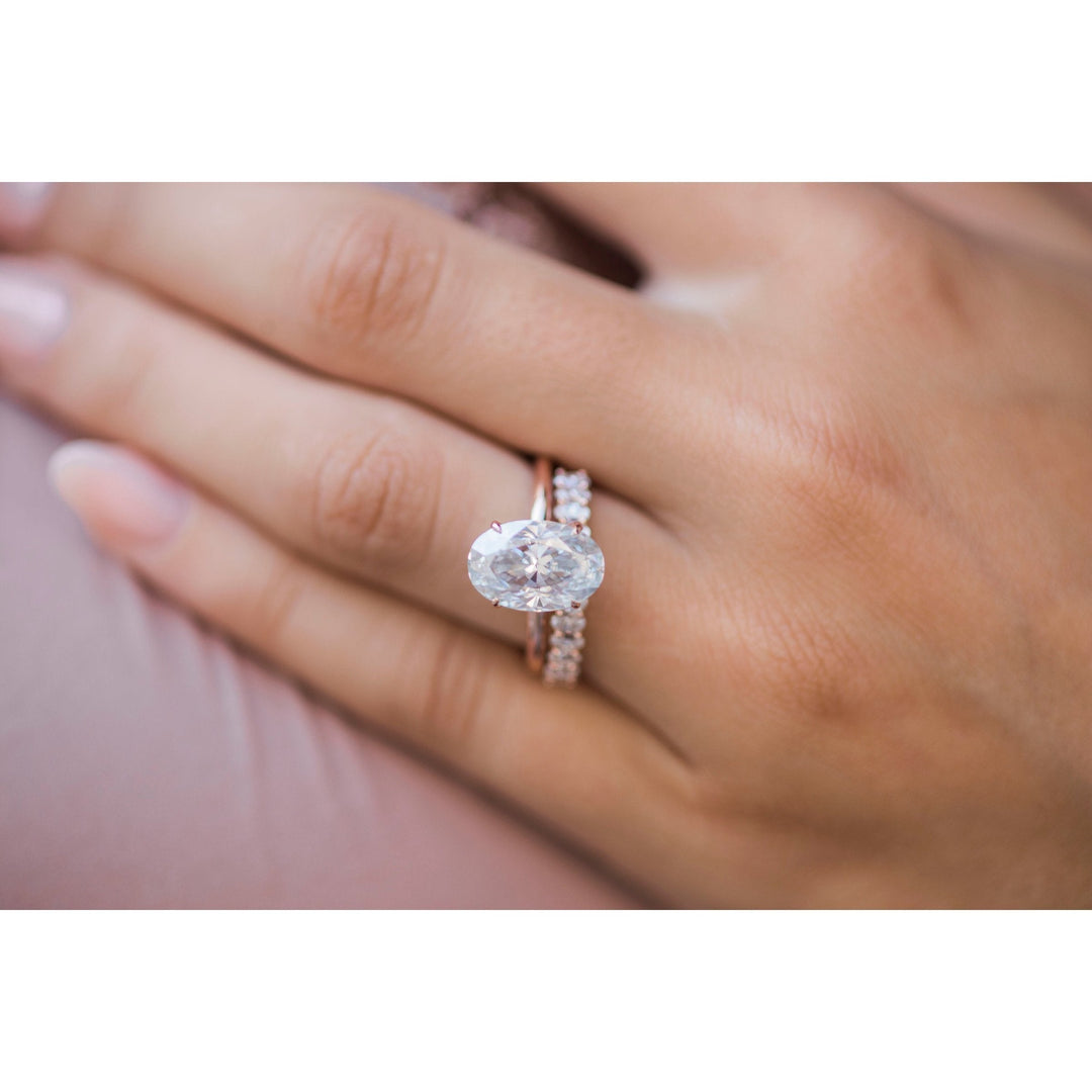 4.0CT Elongated Oval Cut Moissanite Solitaire Engagement Ring